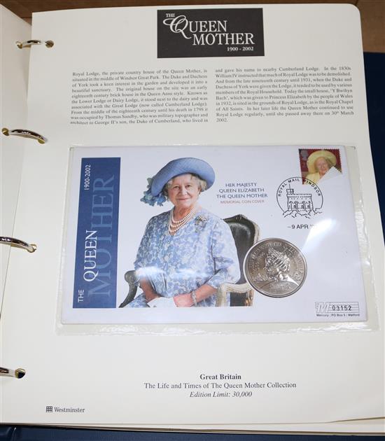 Group of stamps, first day covers, coins and medals